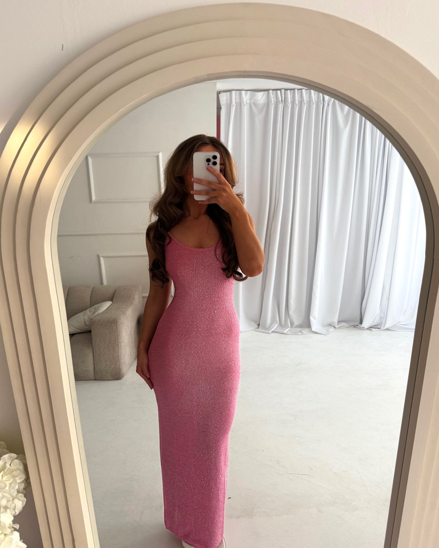 Ariel PLAIN Maxi Pink Dress