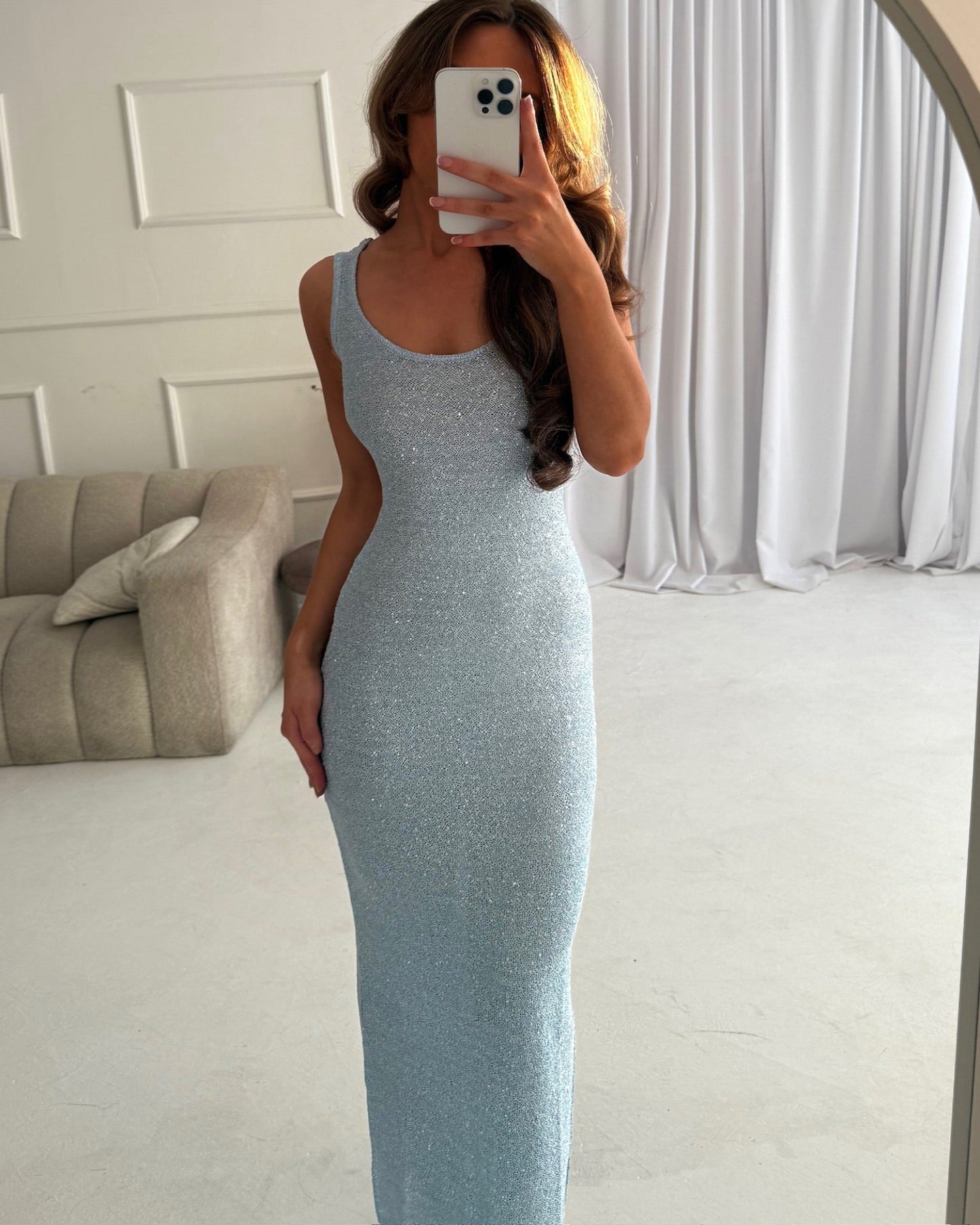 Ariel PLAIN Maxi Blue Dress