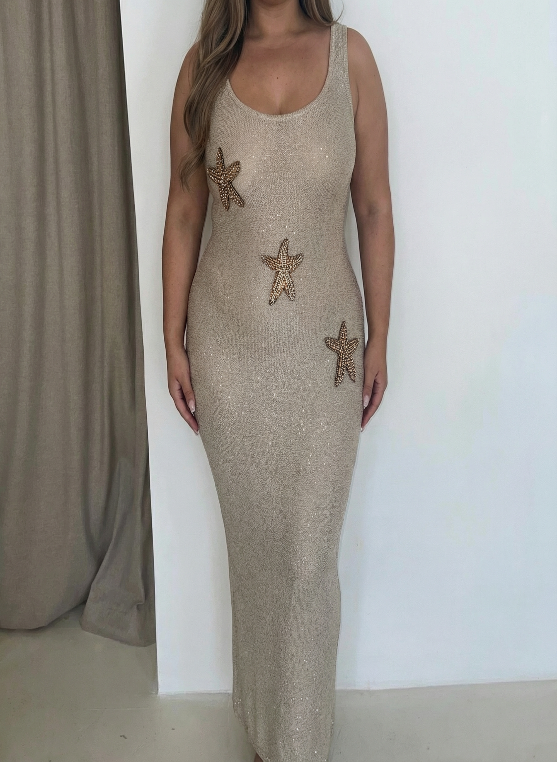 Ariel Plus Size Maxi Champagne Dress