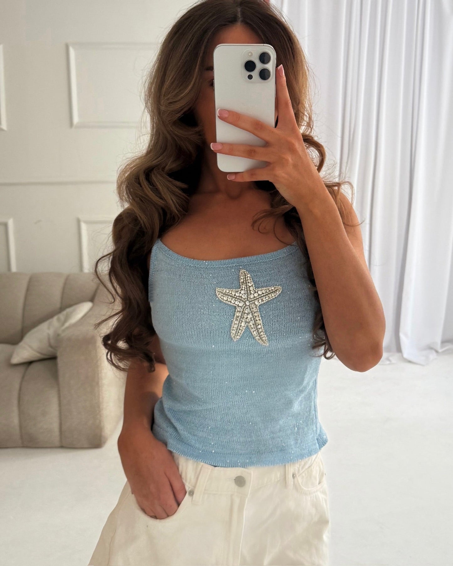 Azibi Blue Vest Top