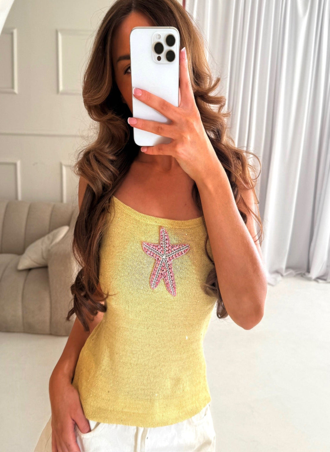 Azibi Yellow Vest Top