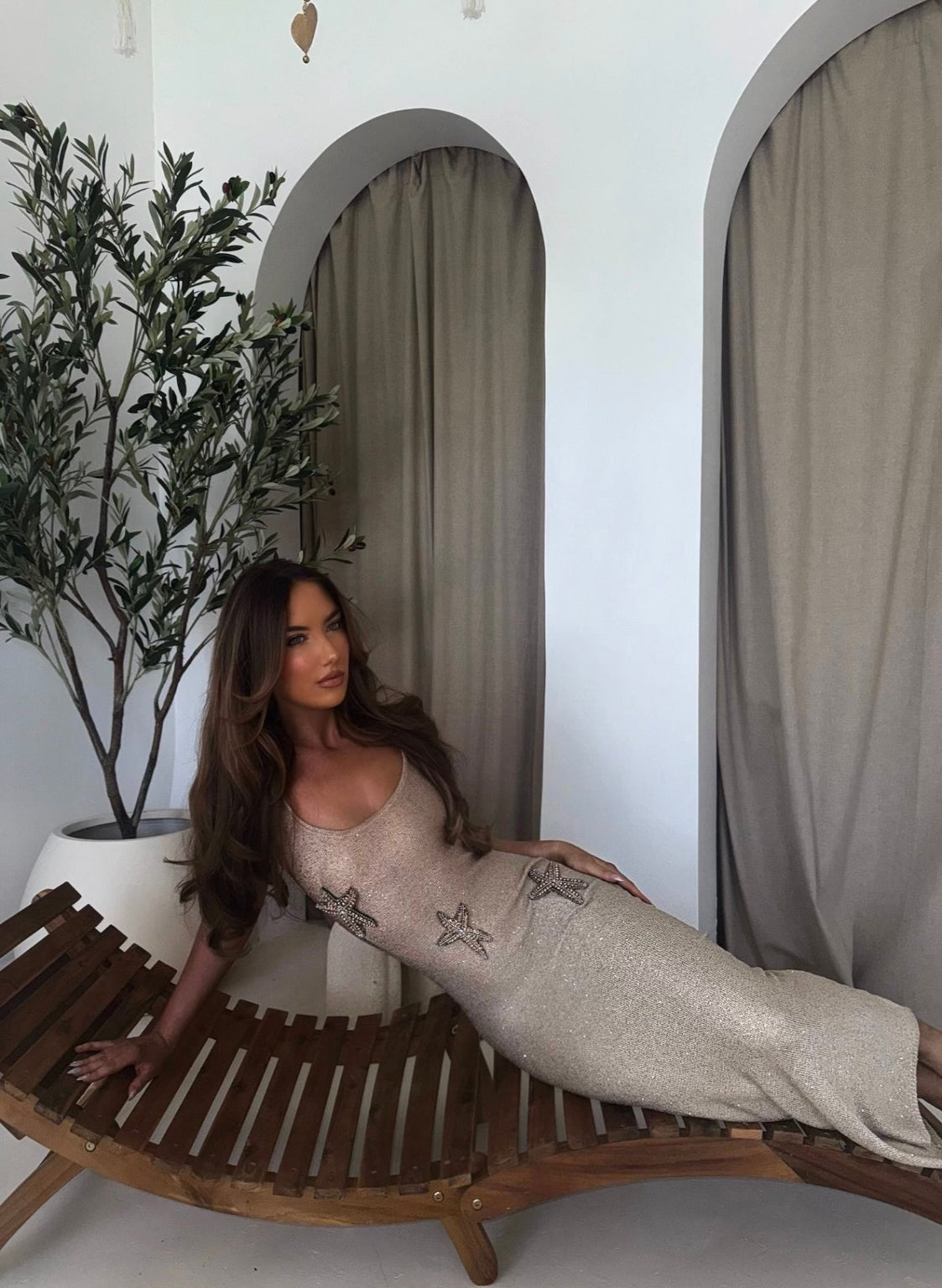Ariel Maxi Champagne STARFISH Dress