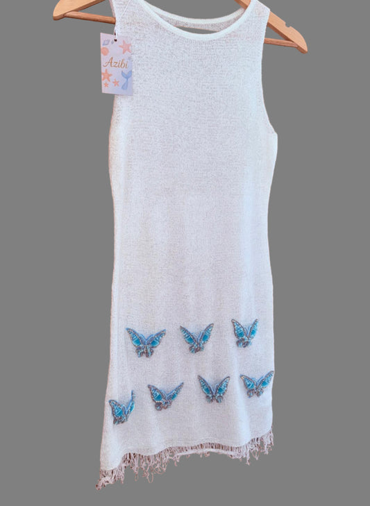 Faye Butterfly Mini Dress White