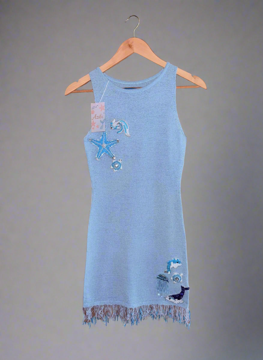 Ariel Under the Sea Mini Dress Blue